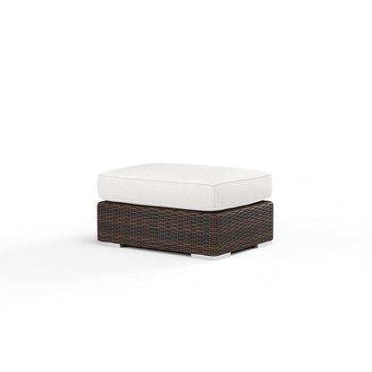 Montecito Ottoman in Canvas Flax w/ Self Welt
