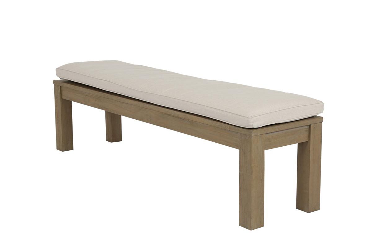Coastal Teak Dining Bench in Canvas Canvas, No Welt