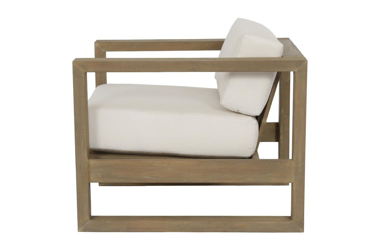 Coastal Teak Club Chair in Canvas Canvas, No Welt