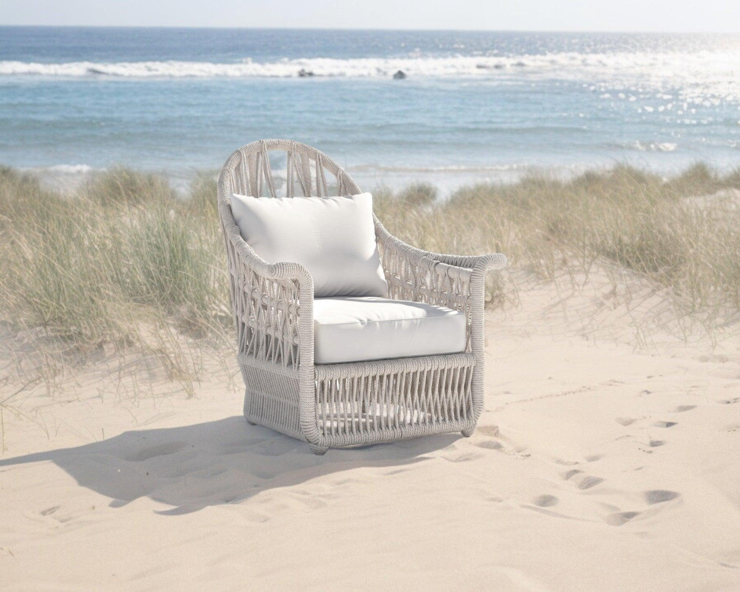 Dana Rope Wing Chair in Linen Canvas w/ Self Welt