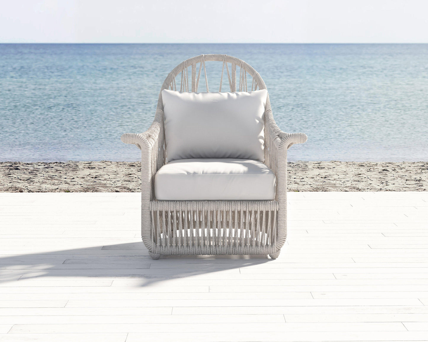 Dana Rope Wing Chair in Linen Canvas w/ Self Welt