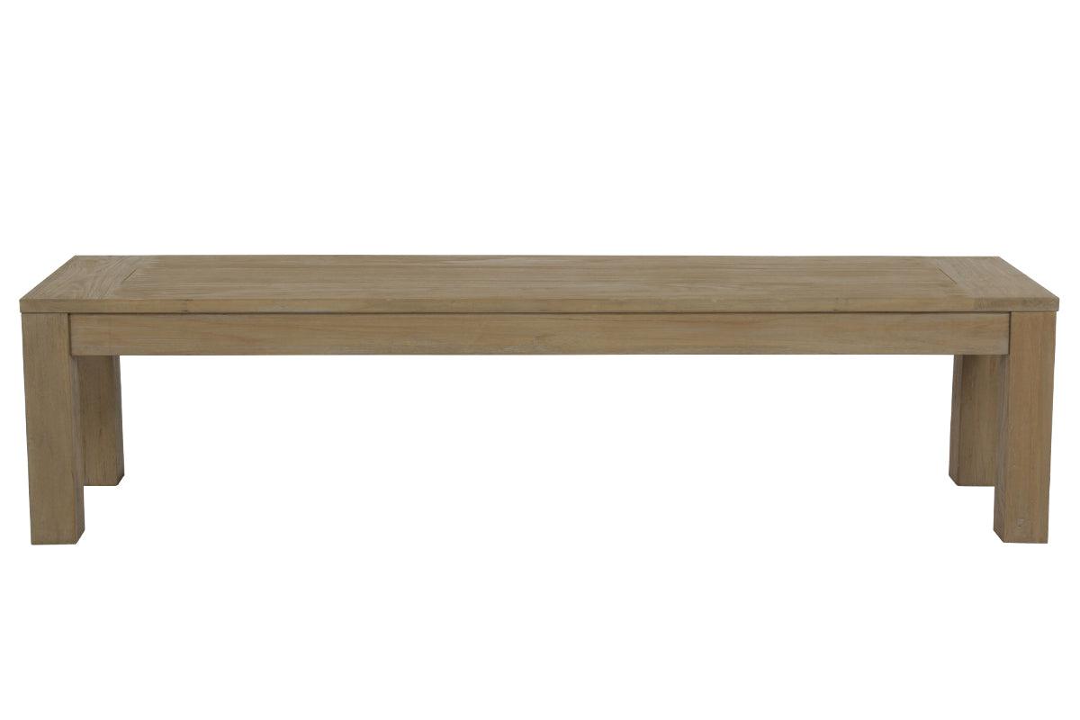 Coastal Teak Dining Bench in Canvas Canvas, No Welt