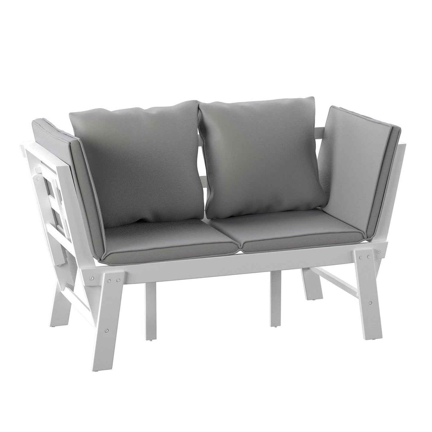 Holly & Martin Dolavon Outdoor Convertible Lounge Chair – White w/ Gray Cushions