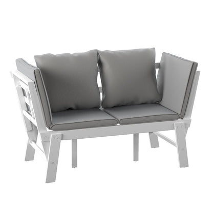 Holly & Martin Dolavon Outdoor Convertible Lounge Chair – White w/ Gray Cushions
