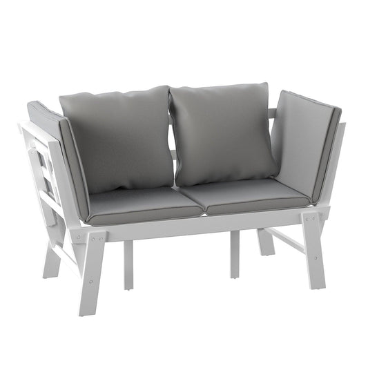 Holly & Martin Dolavon Outdoor Convertible Lounge Chair – White w/ Gray Cushions