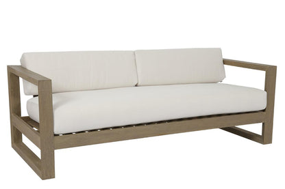 Coastal Teak Sofa in Canvas Canvas, No Welt