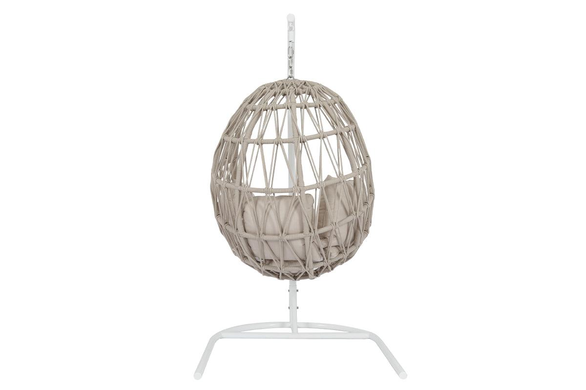 Dana Rope Hanging Club Chair in Linen Canvas w/ Self Welt