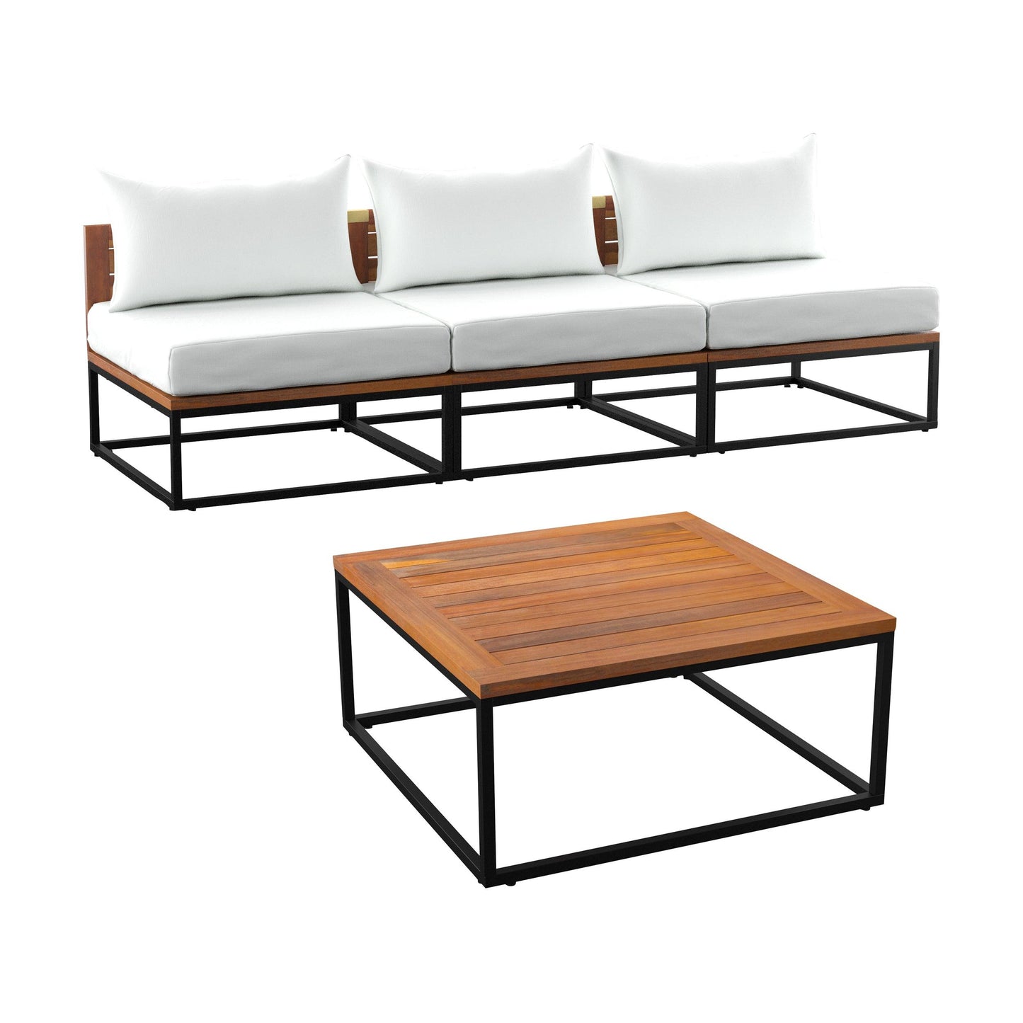 Taradale Outdoor Coffee Table and Modular Sofa Set – 2pc