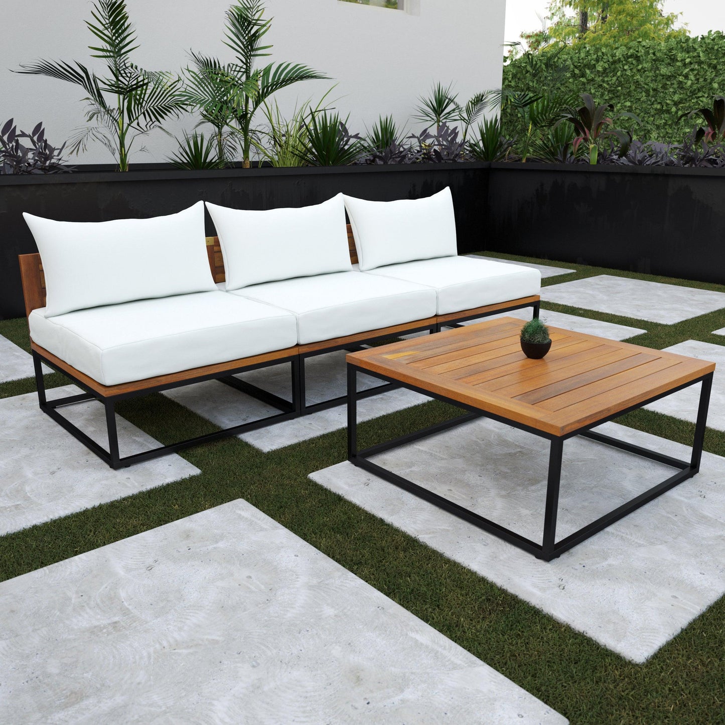 Taradale Outdoor Coffee Table and Modular Sofa Set – 2pc