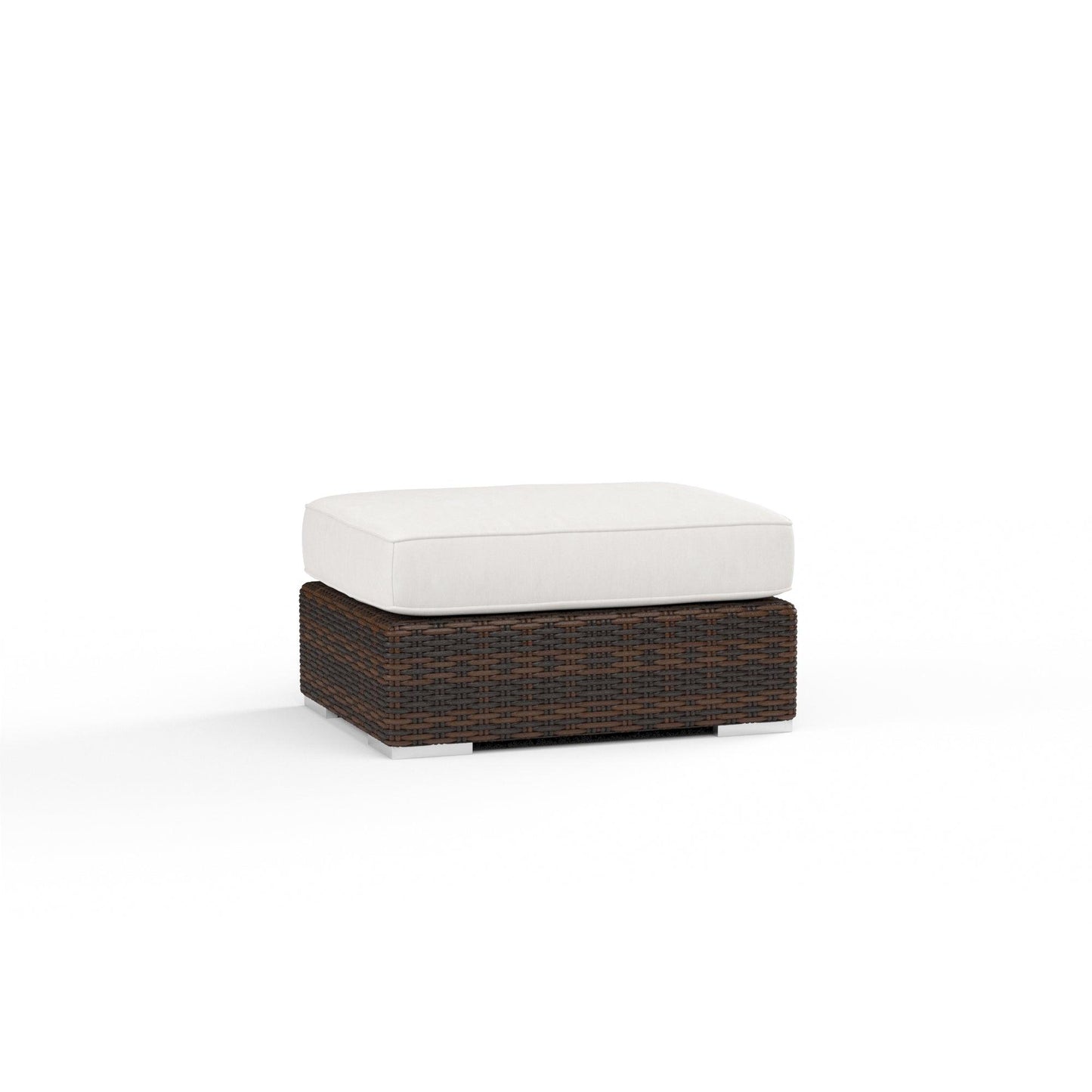 Montecito Ottoman in Canvas Flax w/ Self Welt