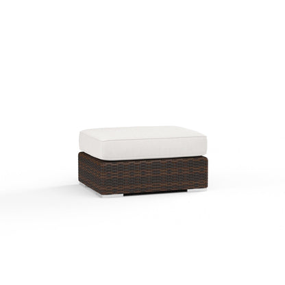 Montecito Ottoman in Canvas Flax w/ Self Welt