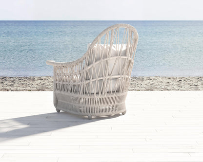 Dana Rope Wing Chair in Linen Canvas w/ Self Welt