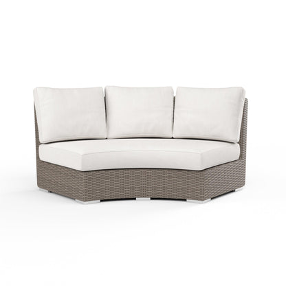 Coronado Curved Loveseat in Canvas Flax w/ Self Welt
