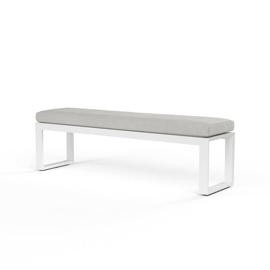 Newport Dining Bench in Cast Silver, No Welt