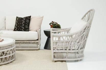 Dana Rope Wing Chair in Linen Canvas w/ Self Welt