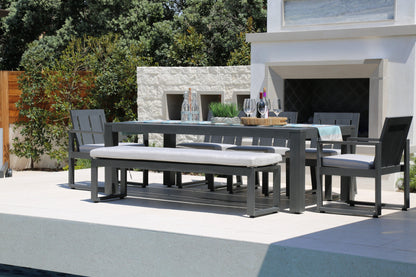 Redondo Dining Bench in Cast Silver, No Welt