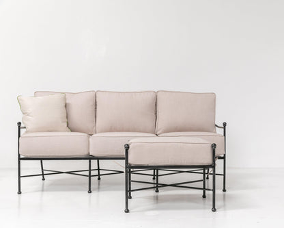 Provence Ottoman in Canvas Flax w/ Self Welt