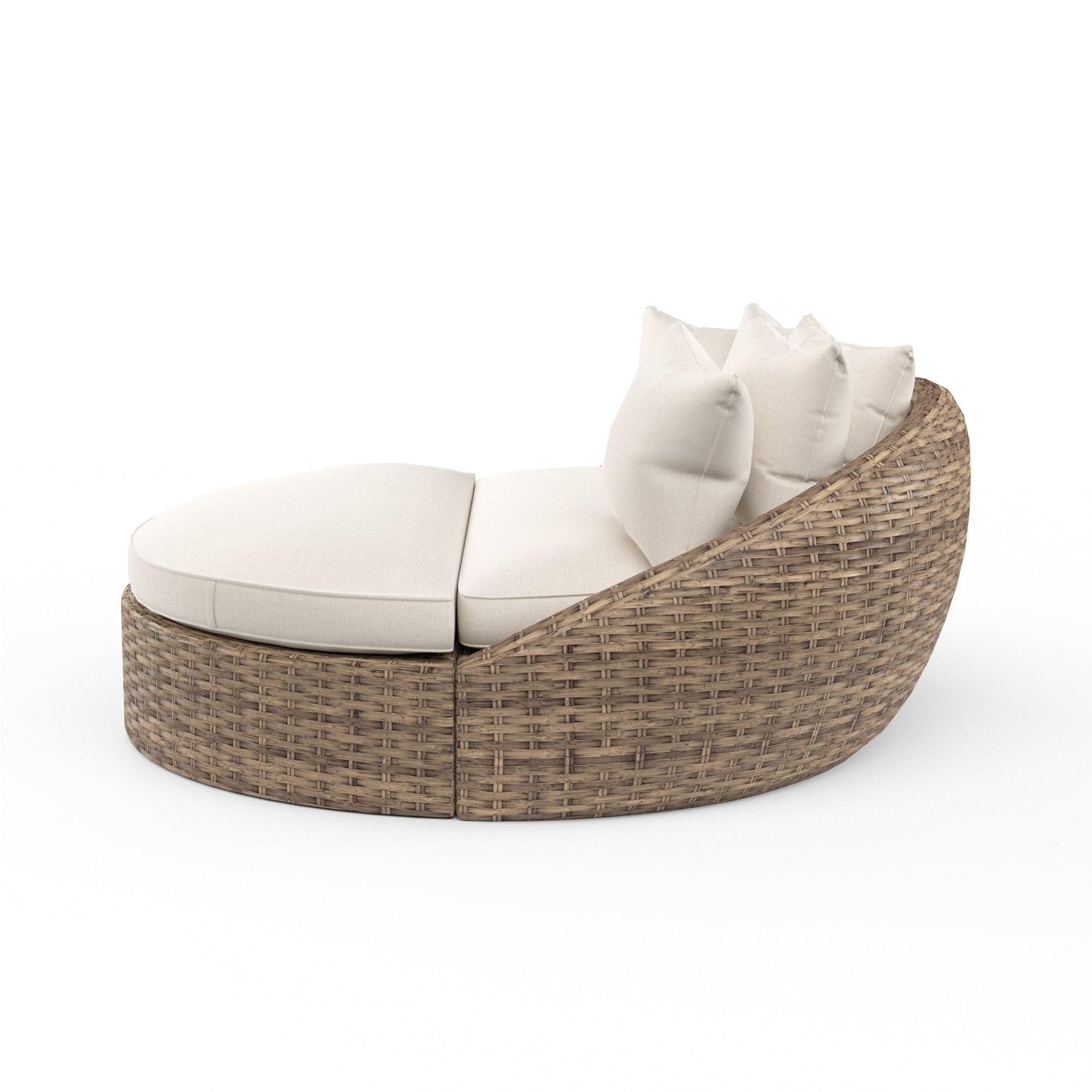 Havana Round Daybed in Canvas Flax w/ Self Welt