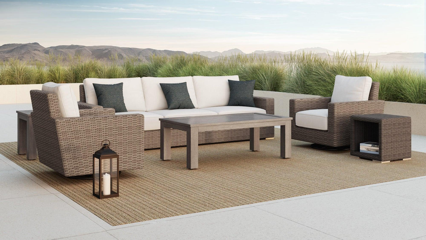 Coronado Swivel Rocker in Canvas Flax w/ Self Welt