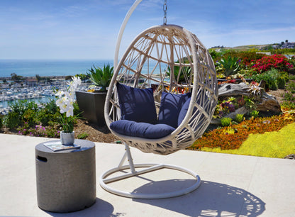 Dana Rope Hanging Club Chair in Linen Canvas w/ Self Welt